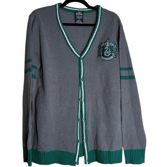 Harry Potter Wizarding World Cardigan Sweater Women Large Slytherin House - Picture 1 of 8